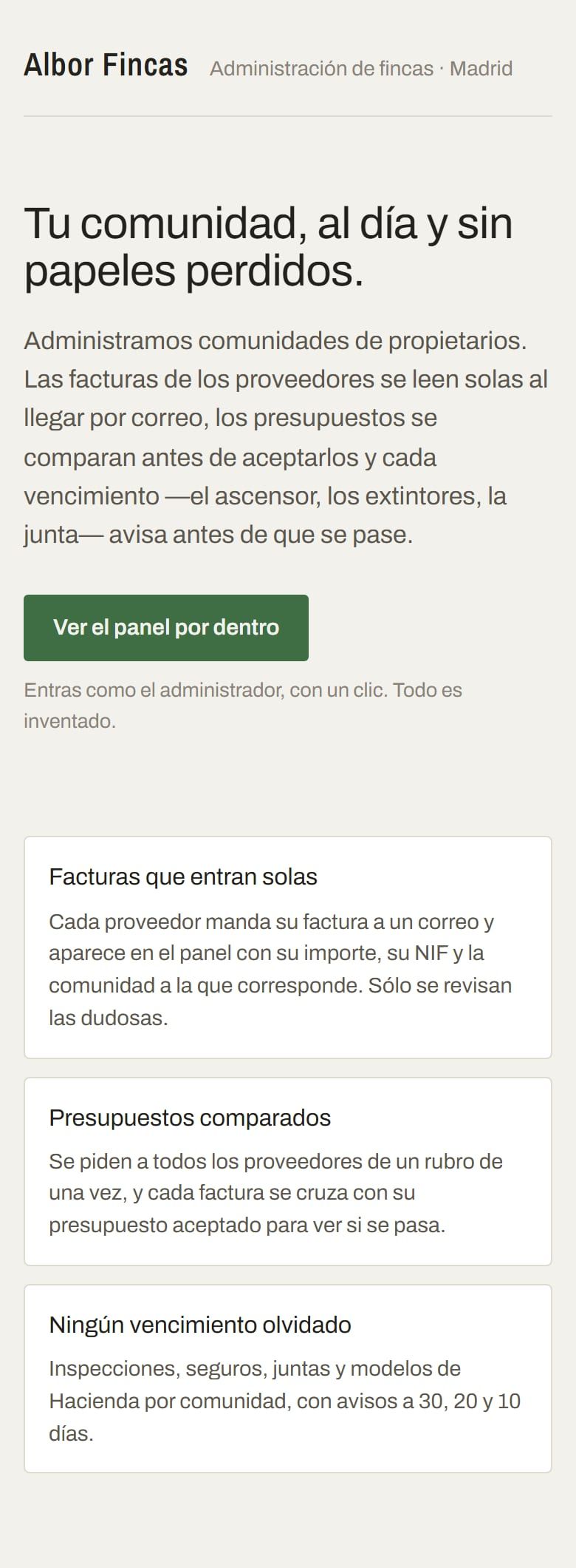 Captura completa de Albor Fincas en el móvil