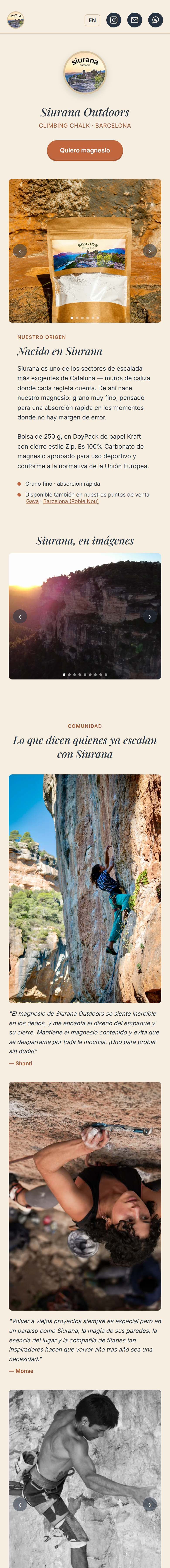 Captura completa de Siurana Outdoors en el móvil